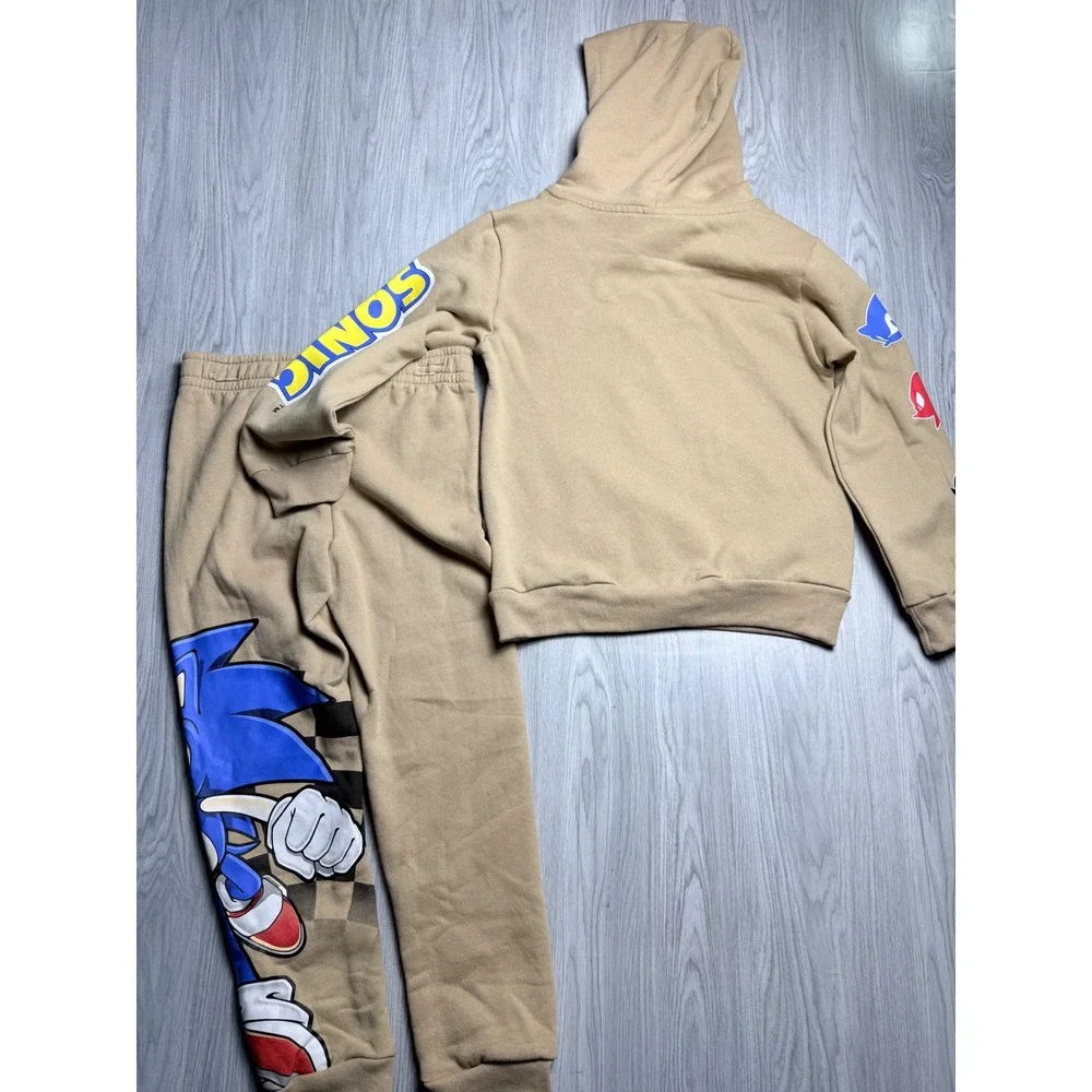 Sonic the Hedgehog Kids Hoodie and Joggers 2pc Sweatsuit Tan Khaki Size 6/7